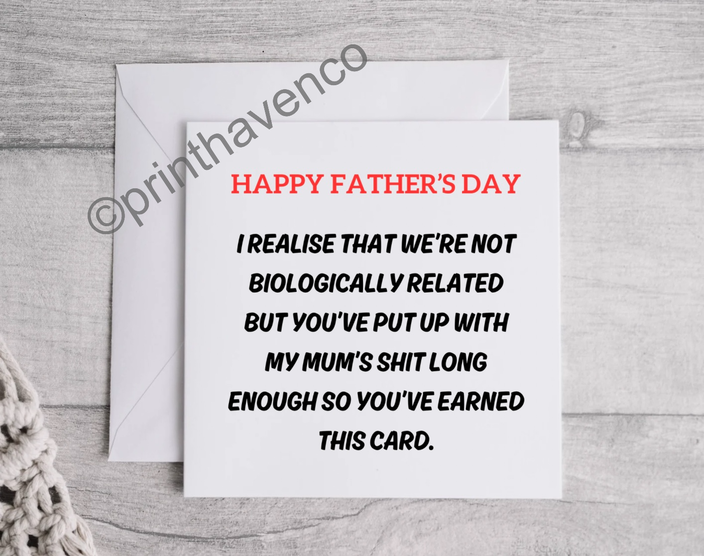 Card - Stepdad, put up with mum