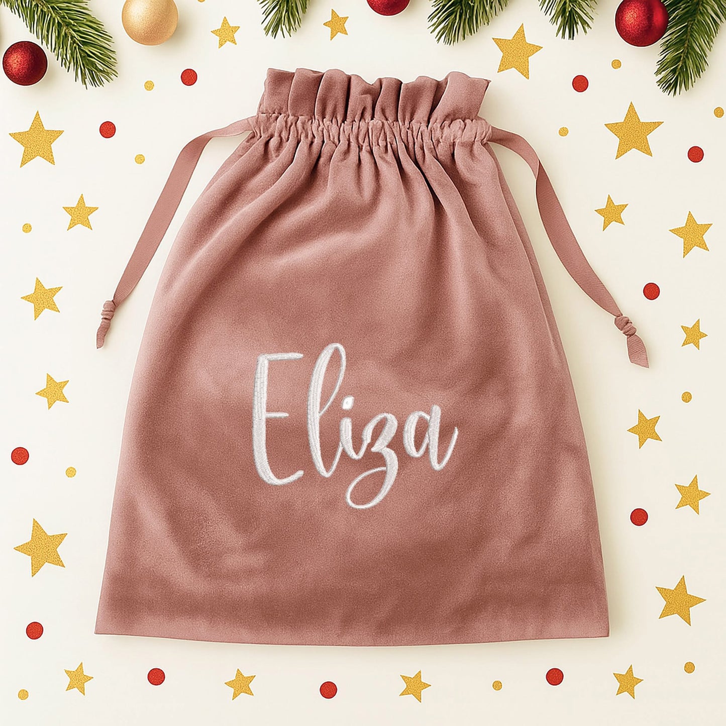Personalised Embroidered Velvet Sacks