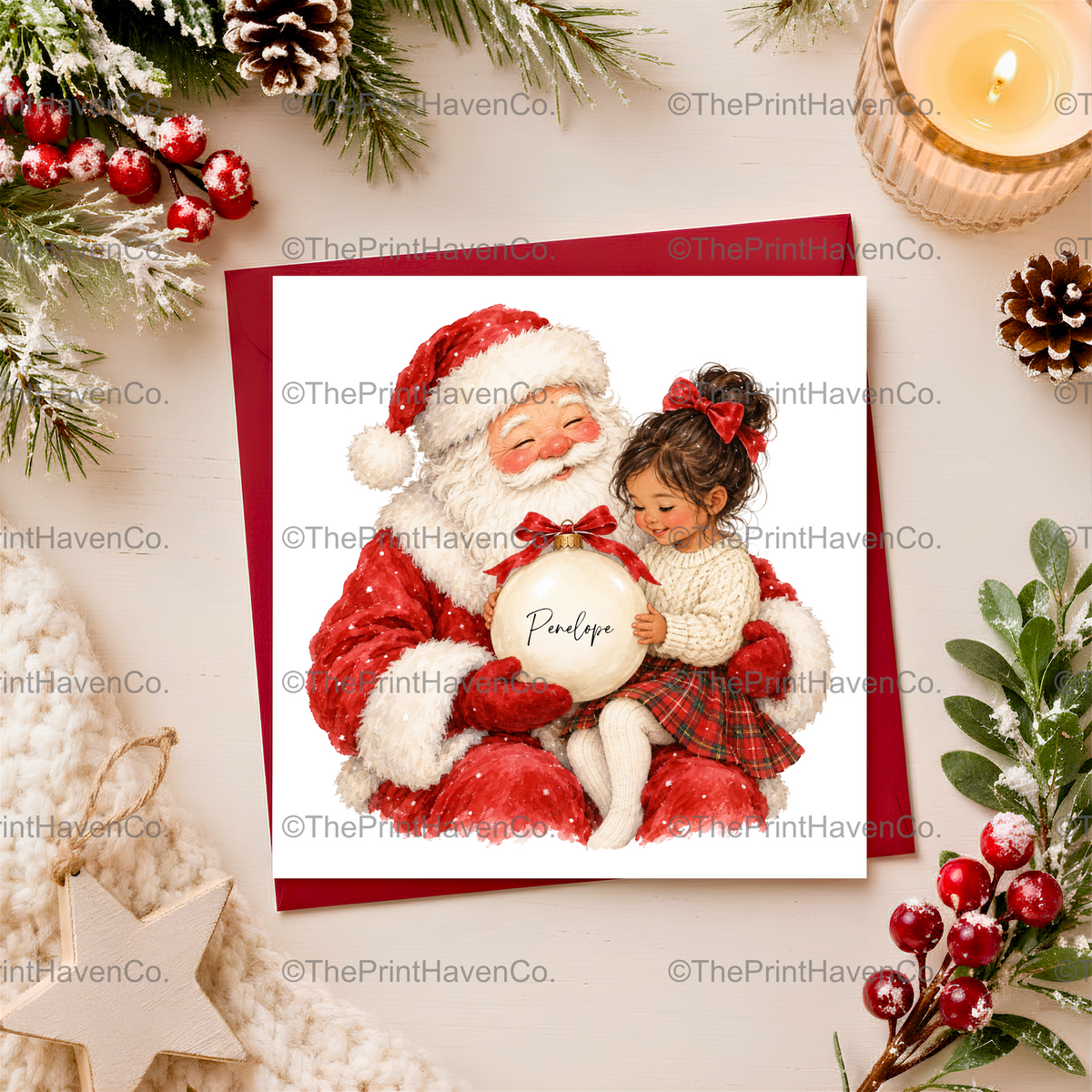 Personalised Santa & Little Girl Christmas Card