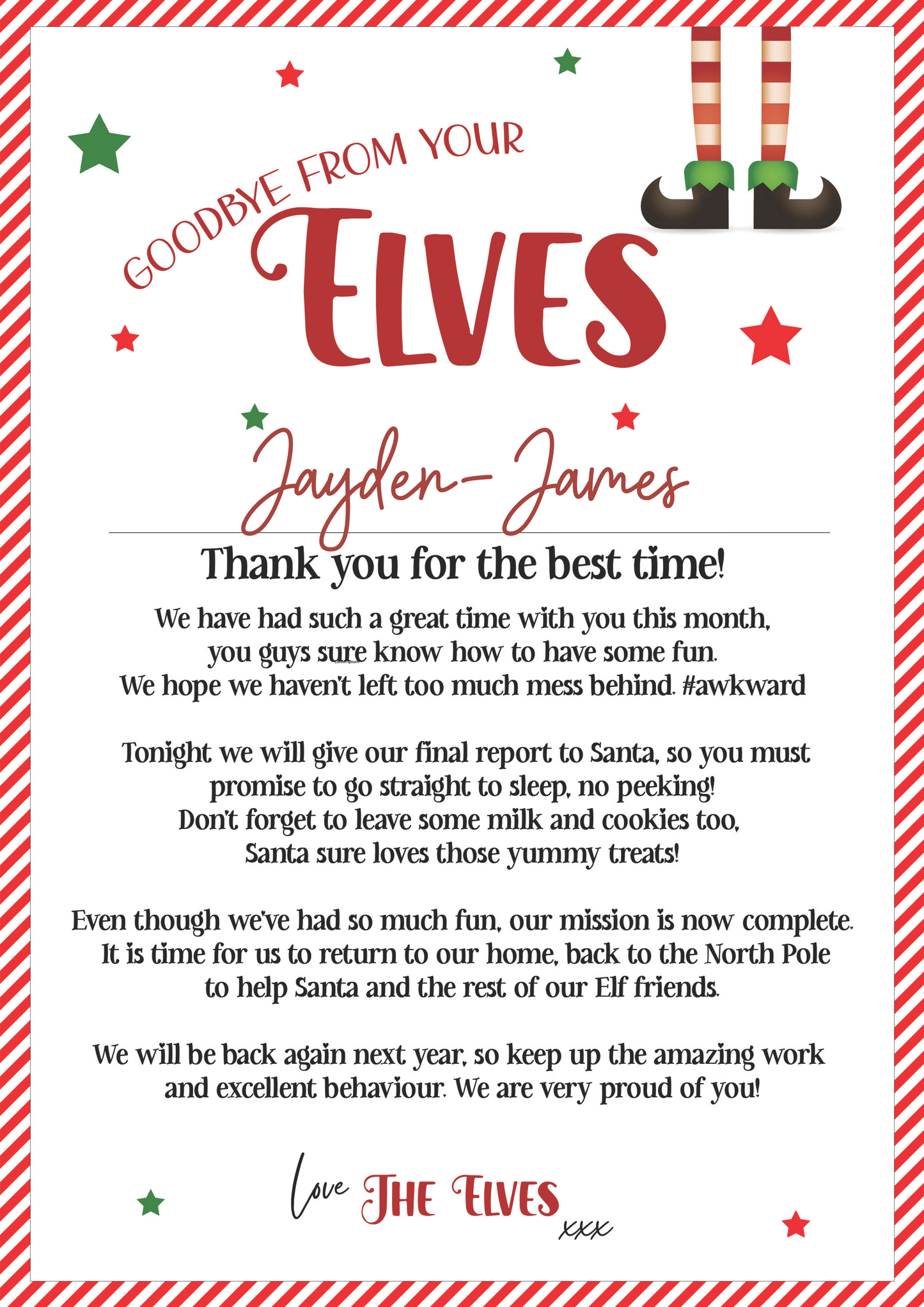 Hello/Goodbye ‘Elves’ Letter Set
