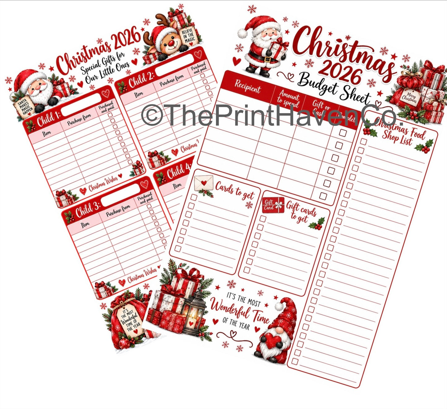 Christmas Budget Sheets