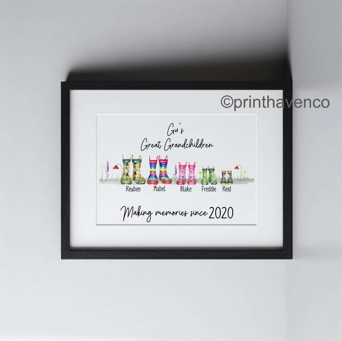 Family Names Garden Scene Print