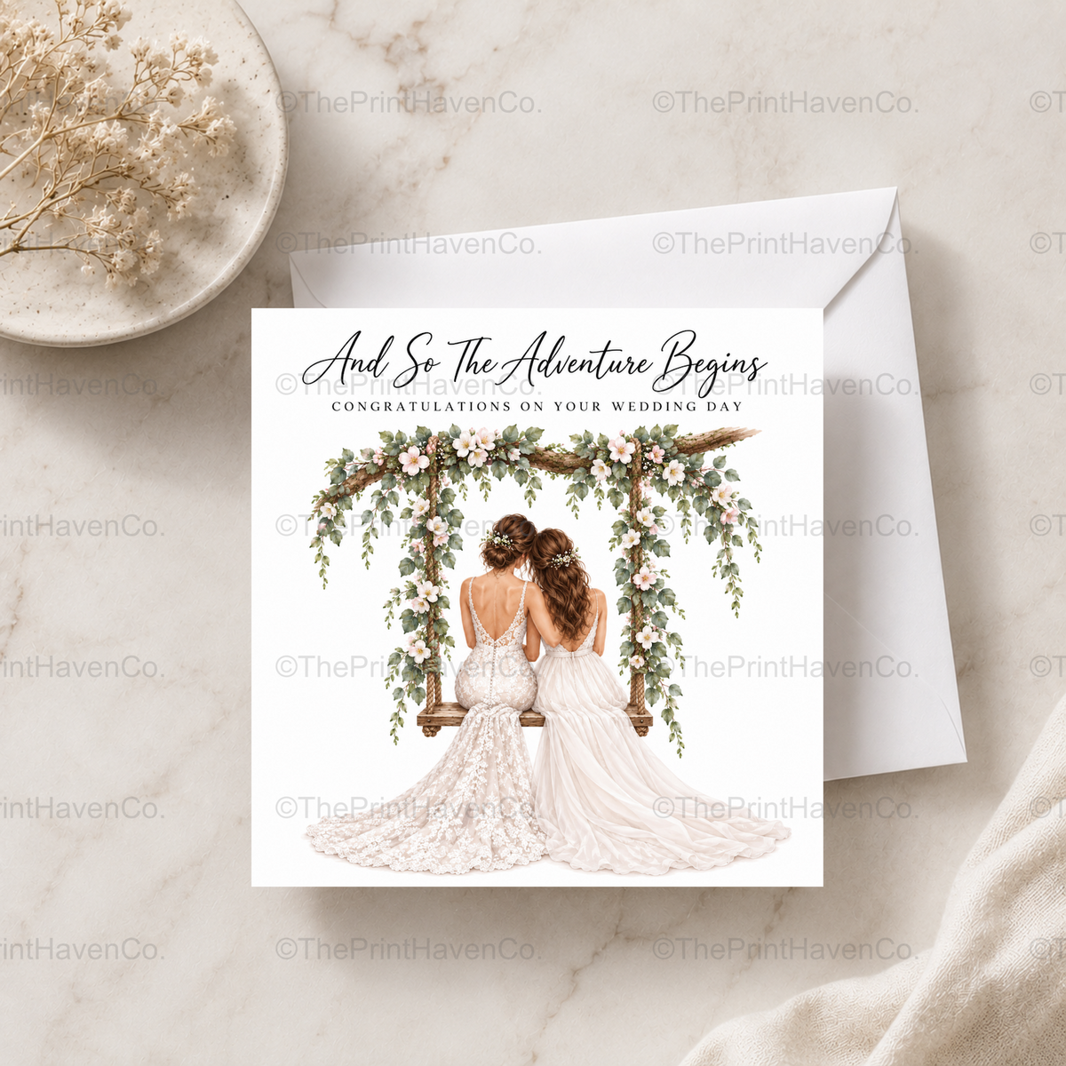 And So The Adventure Begins Wedding Card - Mrs & Mrs
