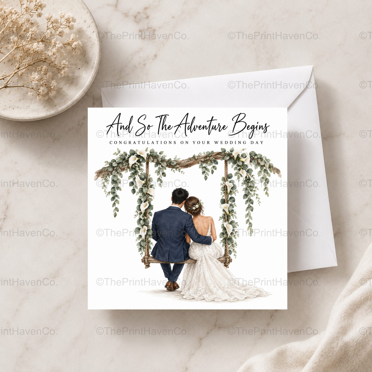 And So The Adventure Begins Wedding Card - Mr & Mrs
