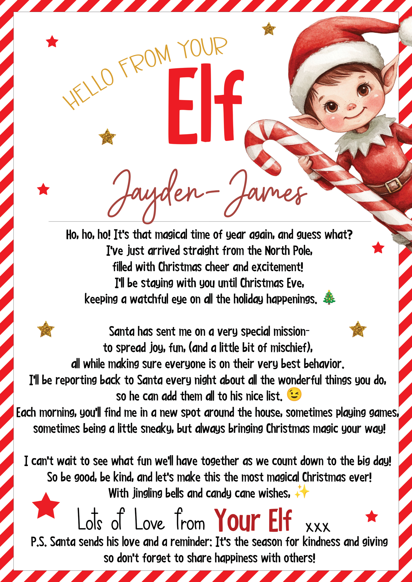 Hello/Goodbye ‘Elf’ Letter Set