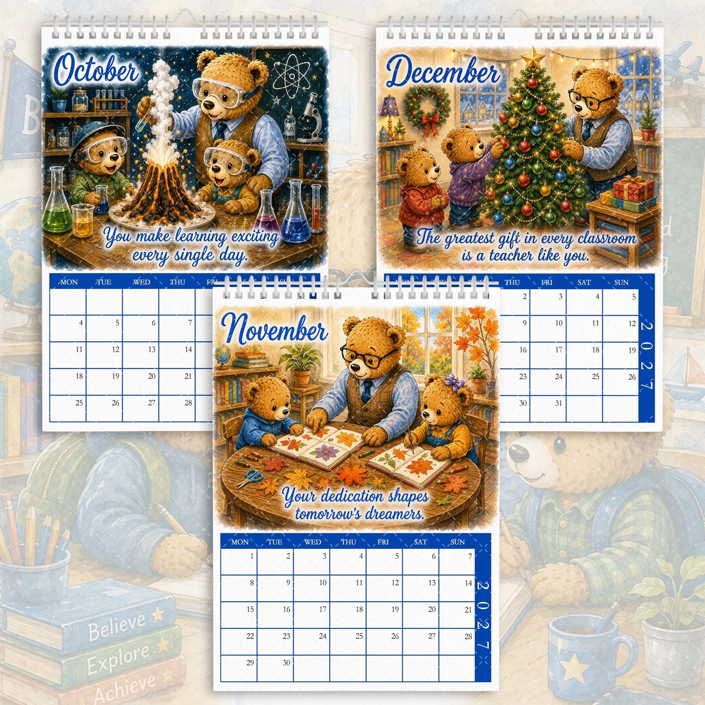 Best Teacher - 2027 Calendar - Blue