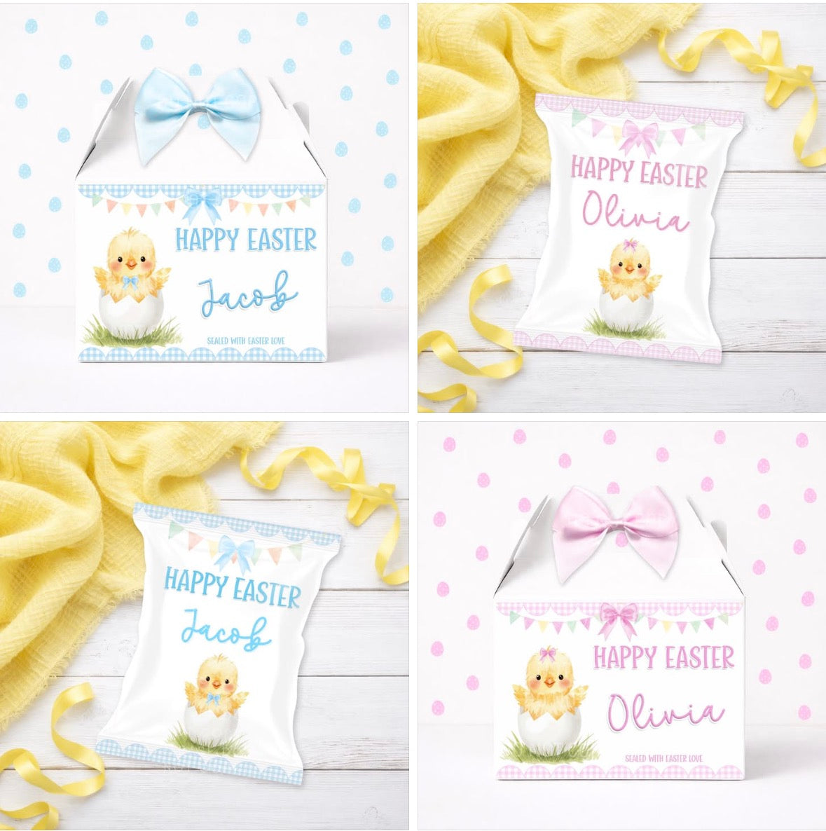 Personalised Filled Easter Treat Bag and Box