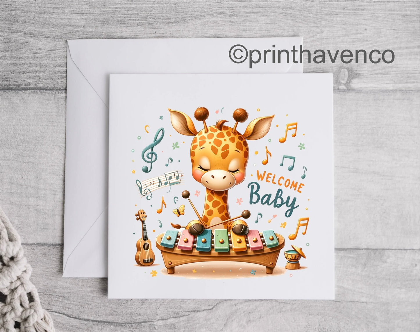 Welcome Baby Musical Giraffe Card