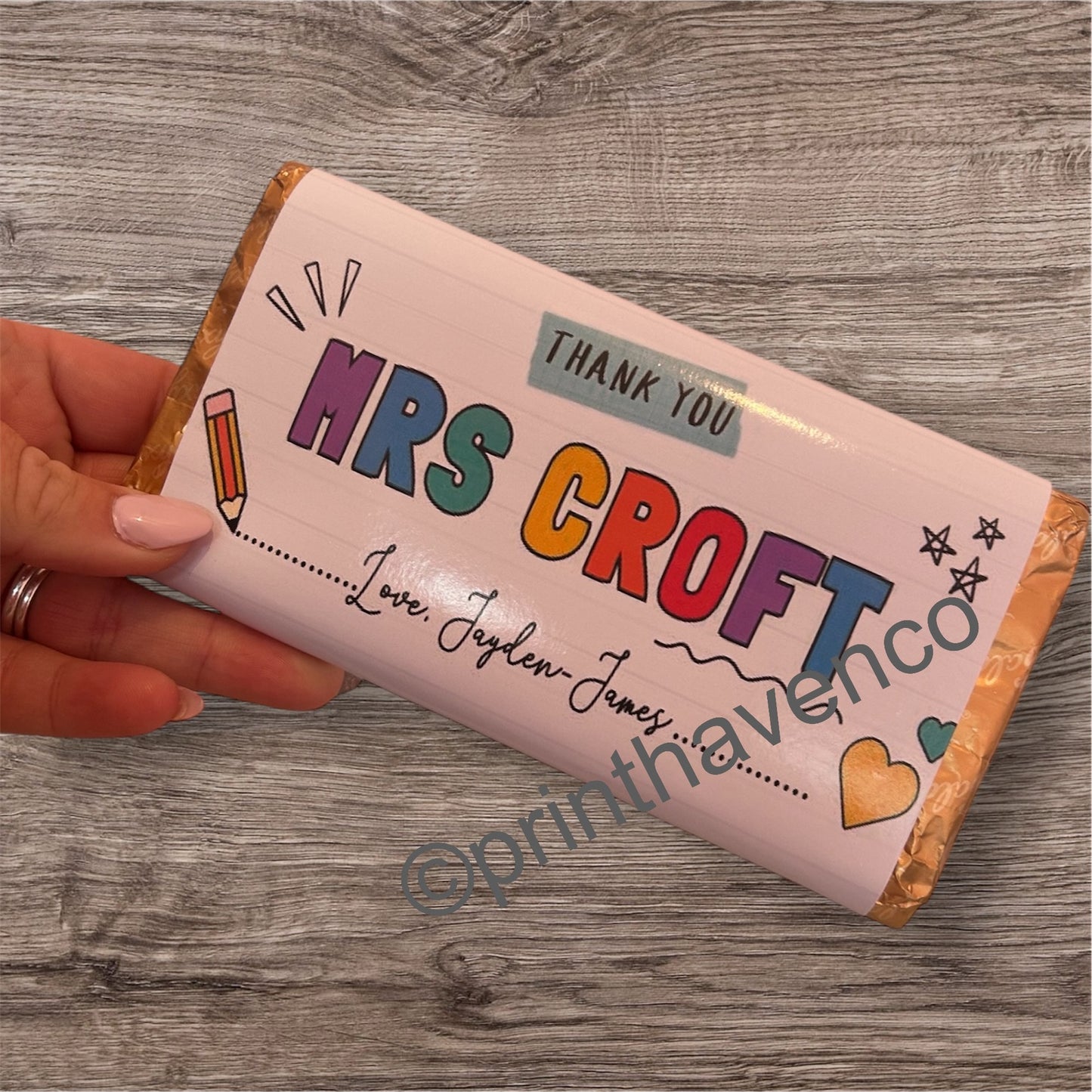 Personalised thank you teacher chocolate bar