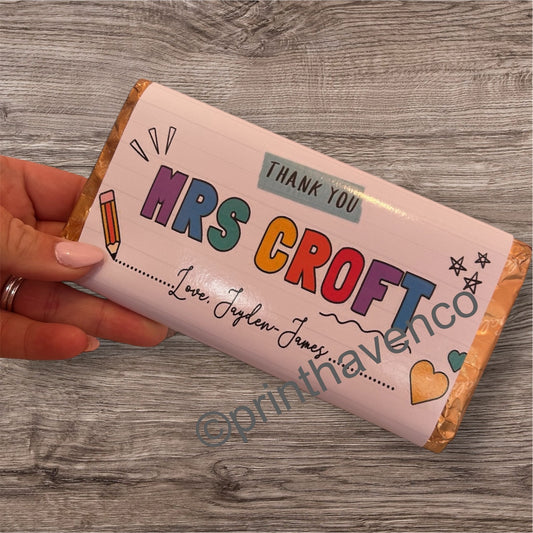 Personalised thank you teacher chocolate bar