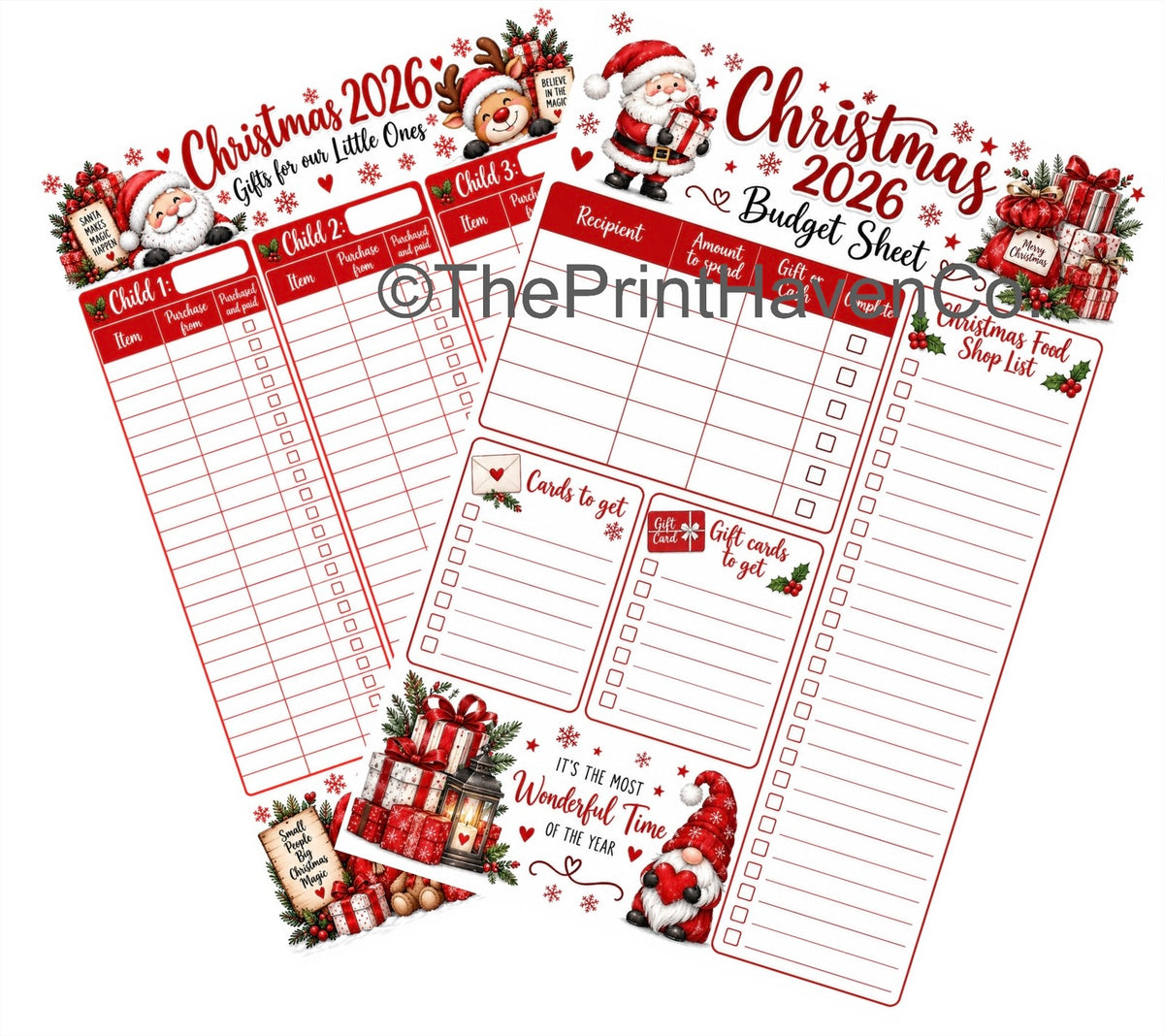 Christmas Budget Sheets