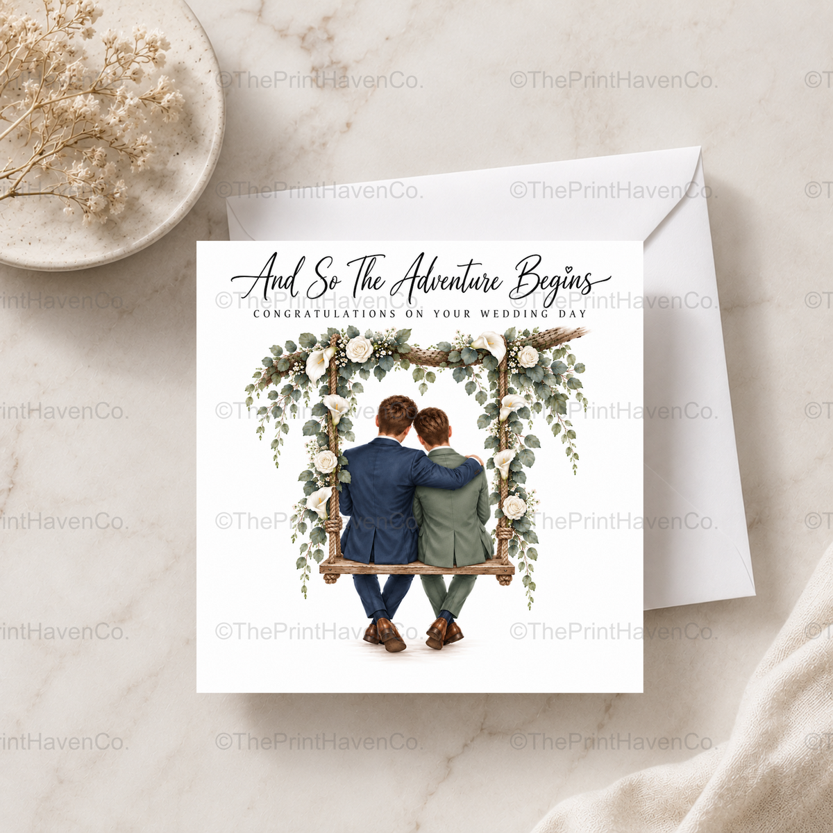 And So The Adventure Begins Wedding Card - Mr & Mr