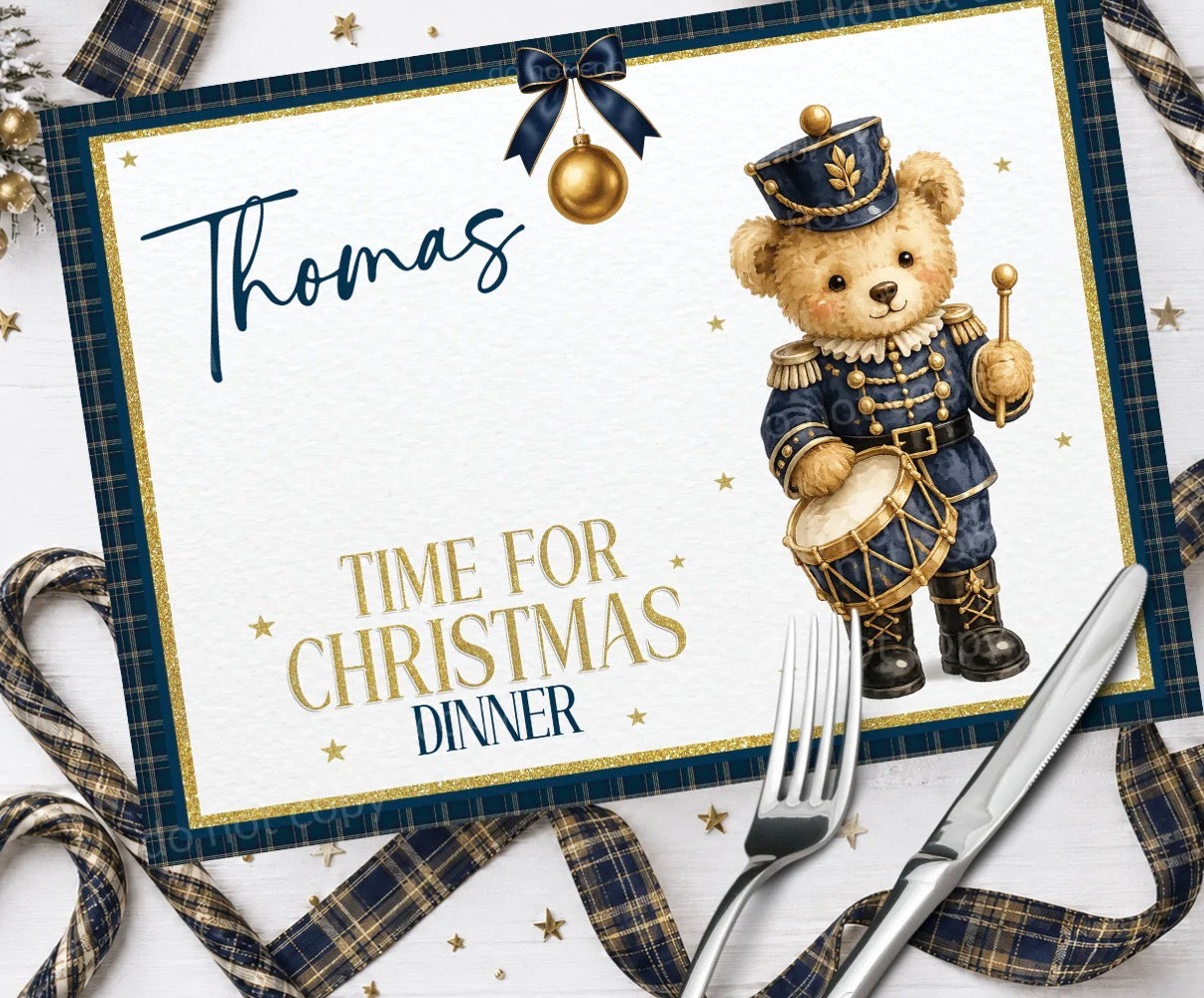 ‘Time for Christmas Dinner’ Nutcracker Teddy Bear Placemat
