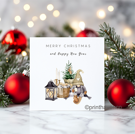 Gnome & Lanterns Design Christmas Cards - Pack of 10
