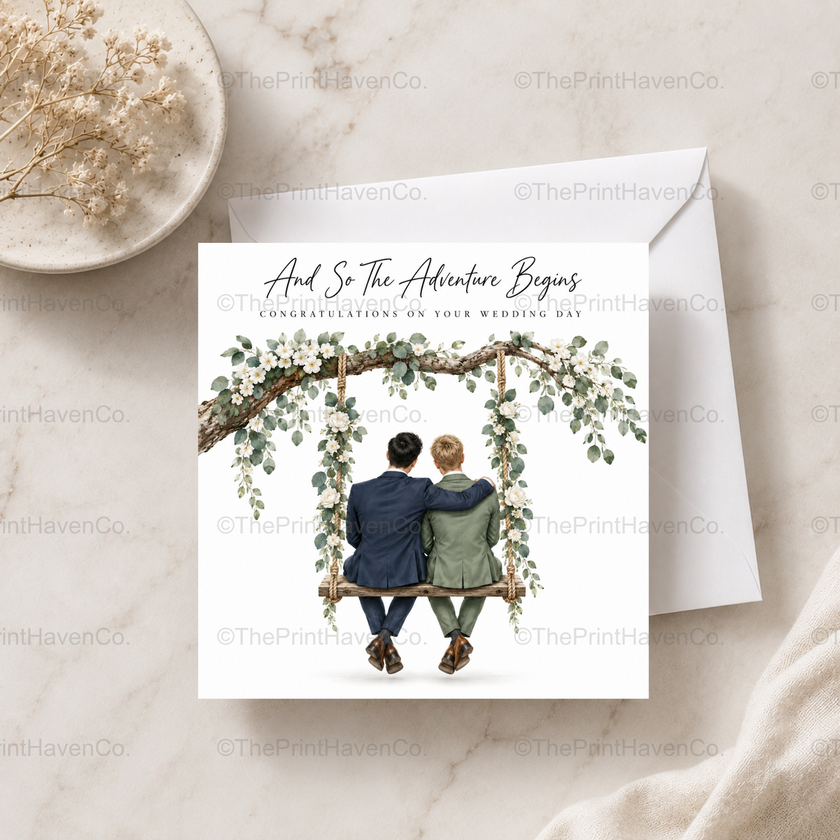 And So The Adventure Begins Wedding Card - Mr & Mr