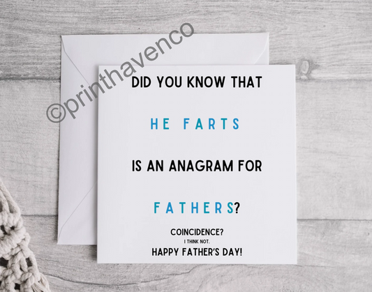 Card - He Farts Anagram