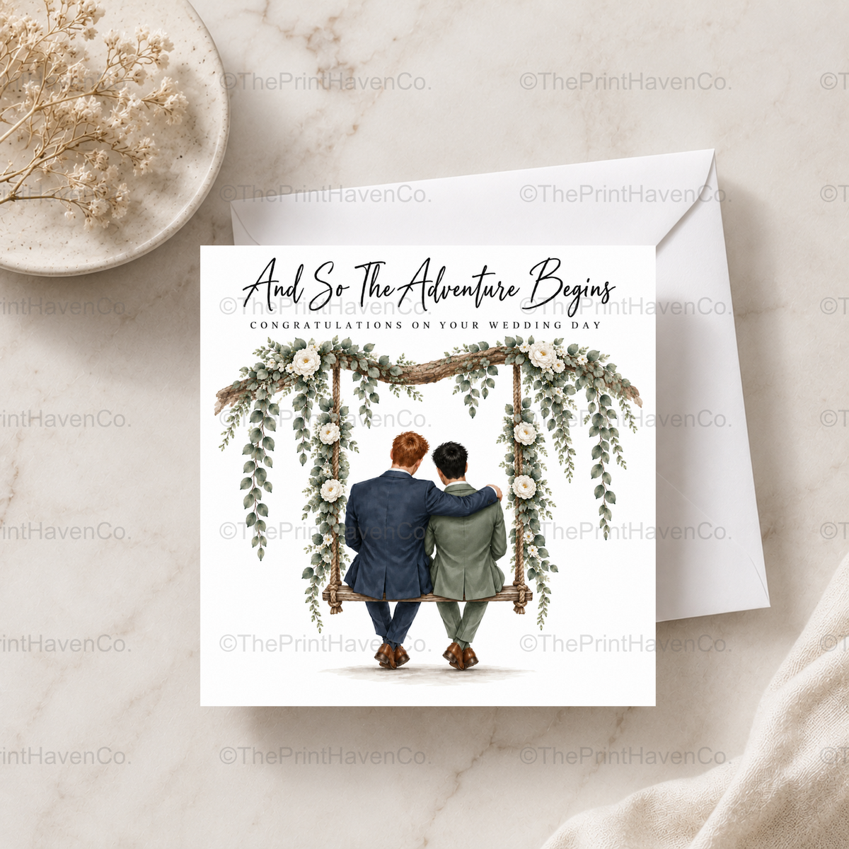 And So The Adventure Begins Wedding Card - Mr & Mr