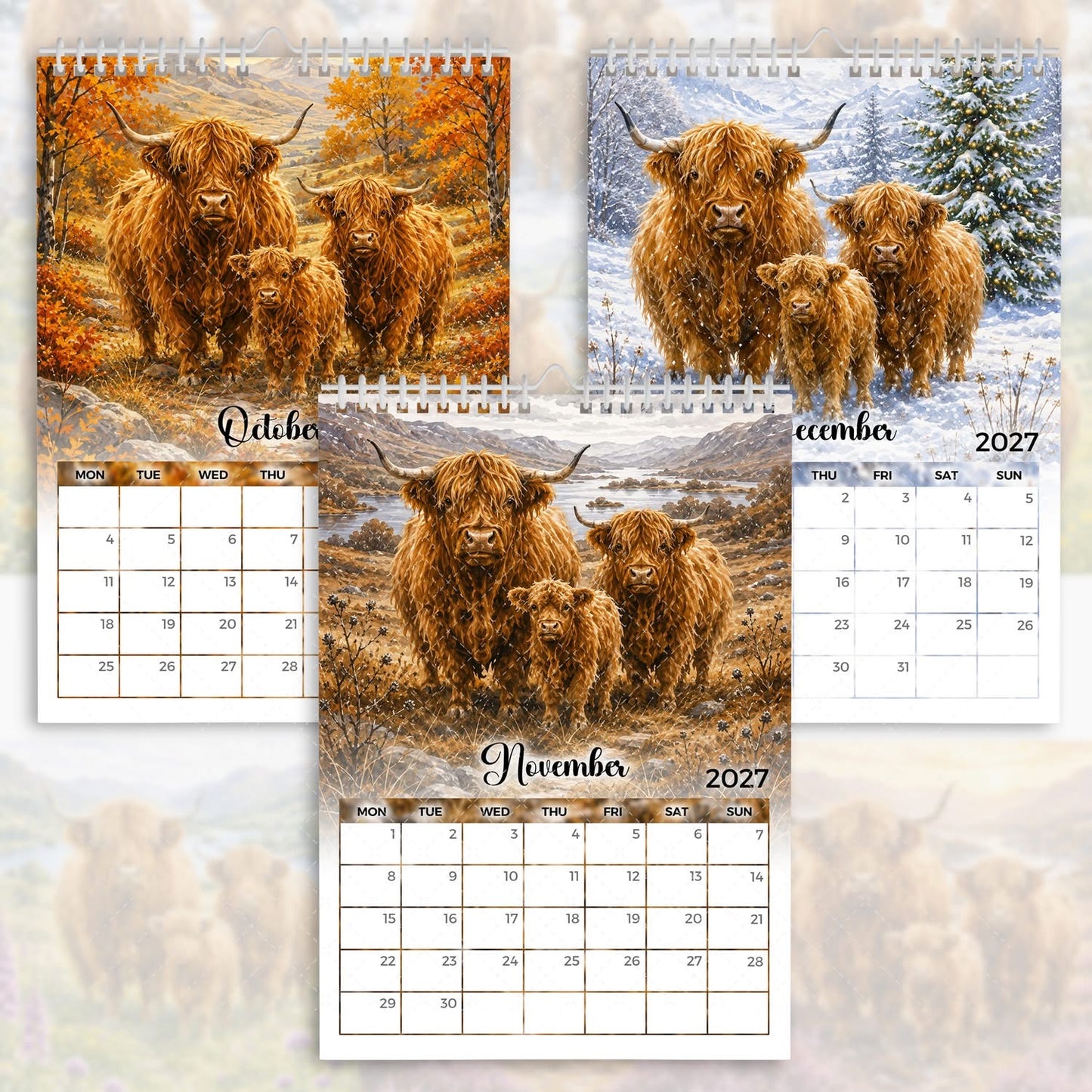Highland Cow - 2027 Calendar