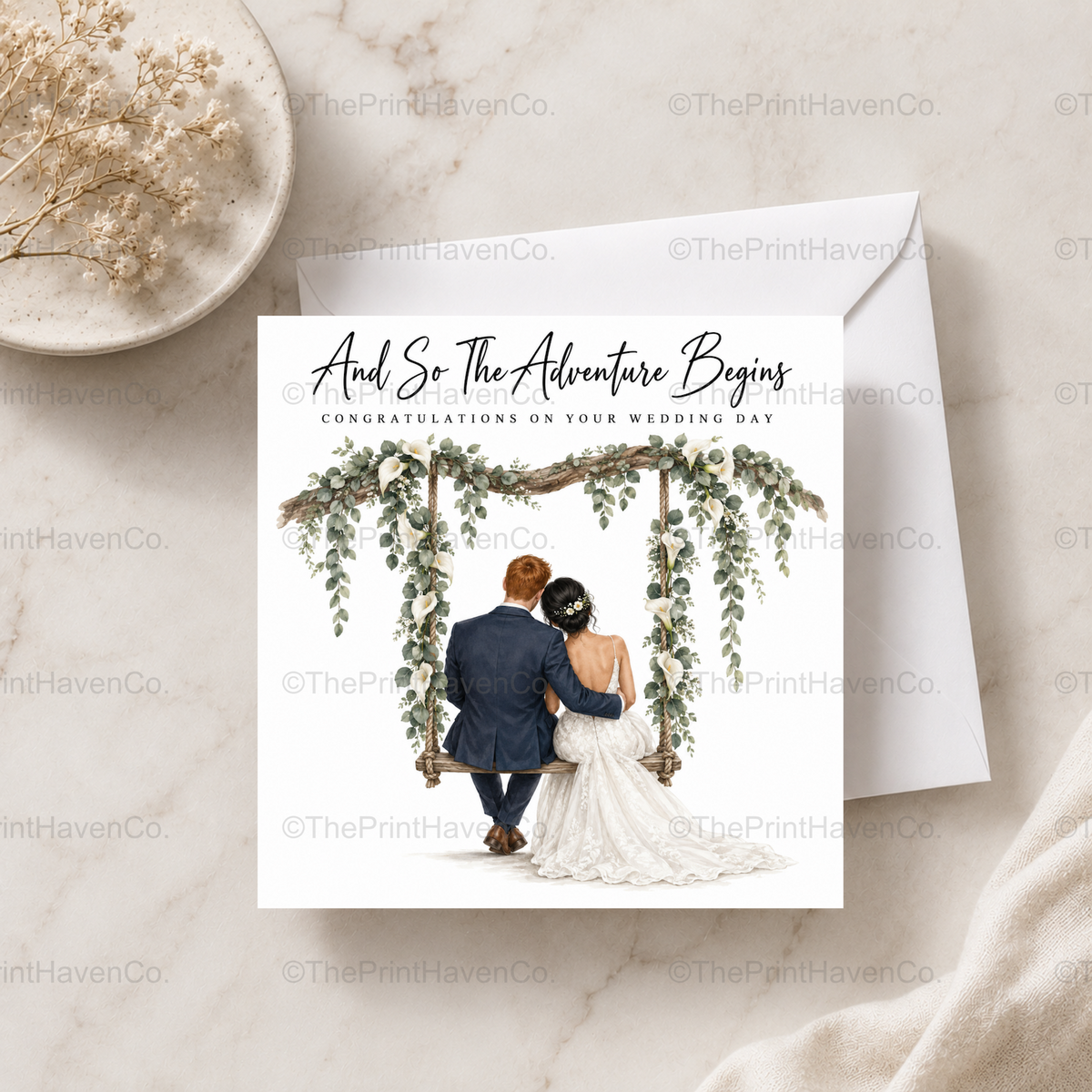 And So The Adventure Begins Wedding Card - Mr & Mrs