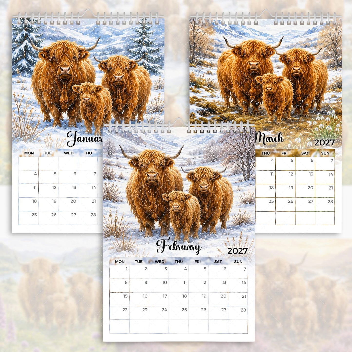 Highland Cow - 2027 Calendar