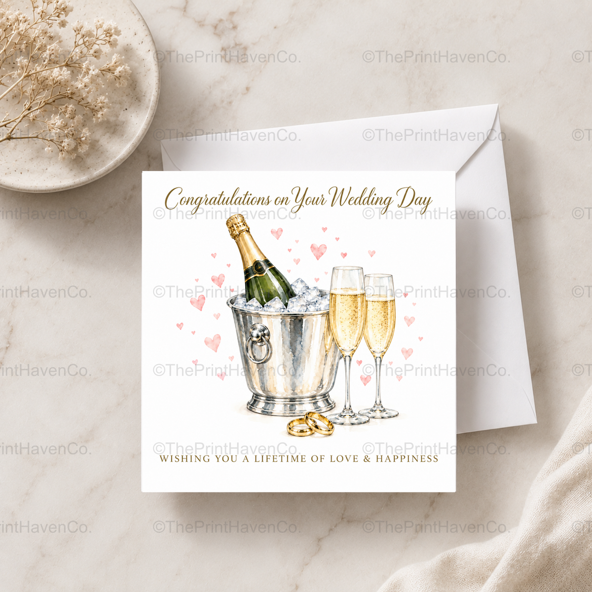 Champagne Wedding Card