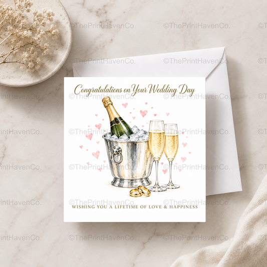 Champagne Wedding Card