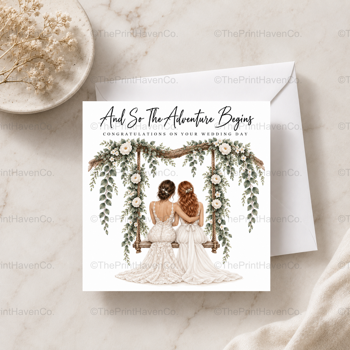 And So The Adventure Begins Wedding Card - Mrs & Mrs