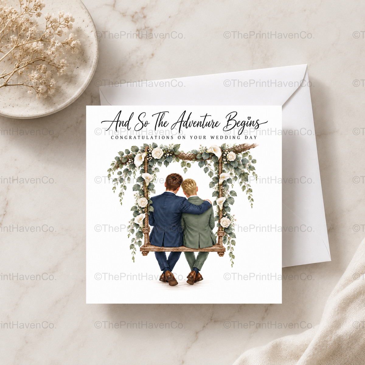 And So The Adventure Begins Wedding Card - Mr & Mr