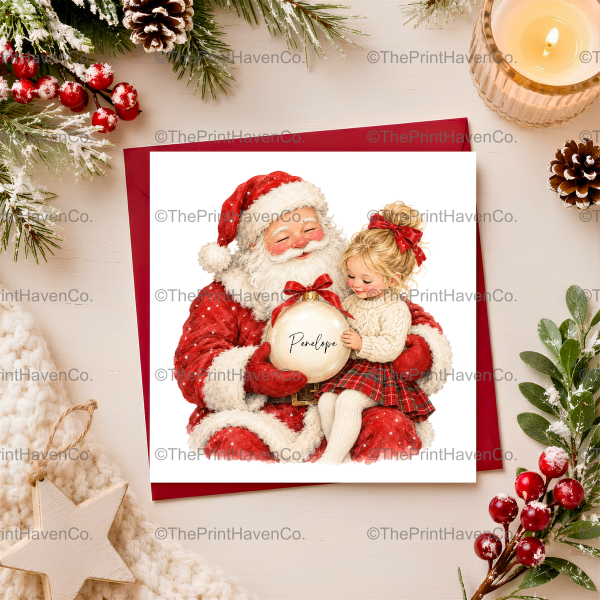 Personalised Santa & Little Girl Christmas Card