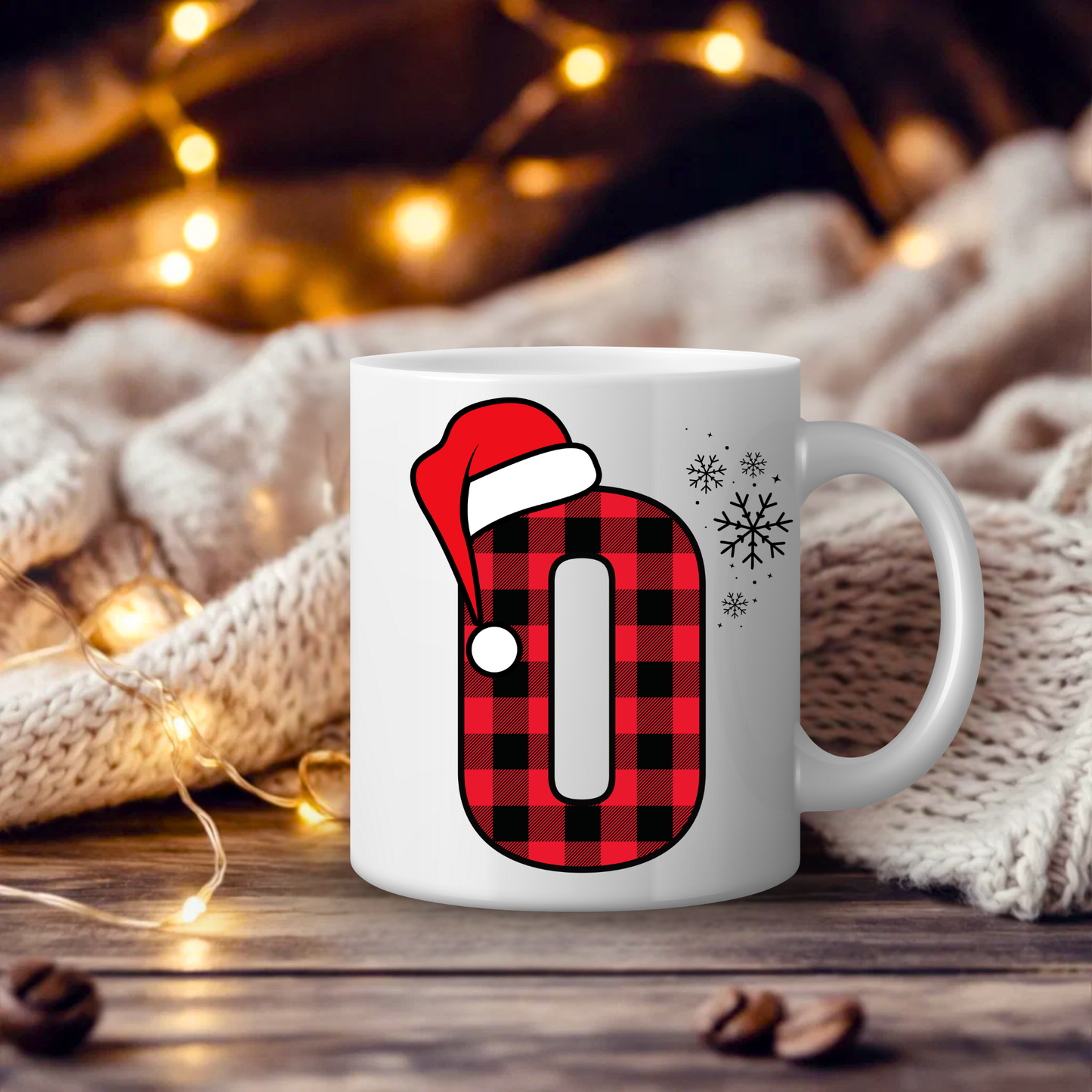 Initial Red Chequered 11oz Mug