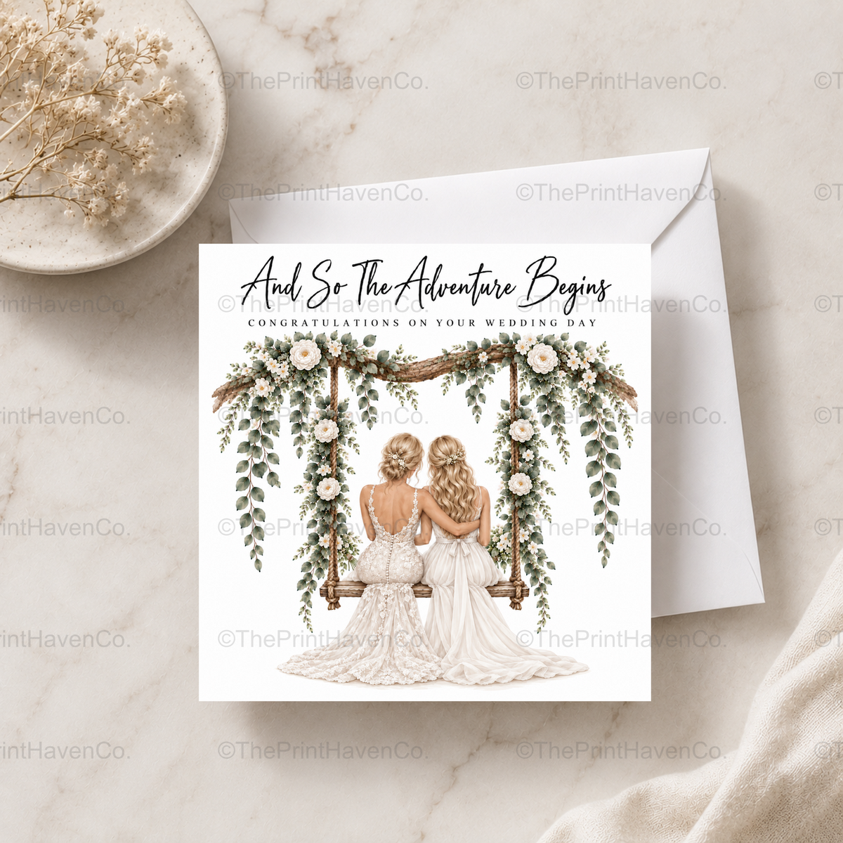 And So The Adventure Begins Wedding Card - Mrs & Mrs