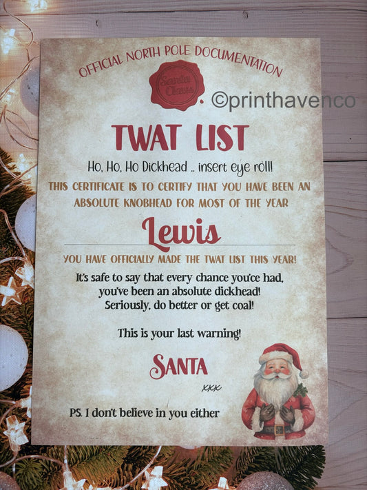Twat List Scroll