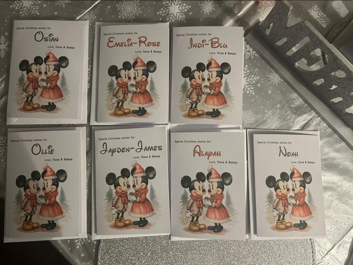 Personalised Disney Character Money/Gift Cards