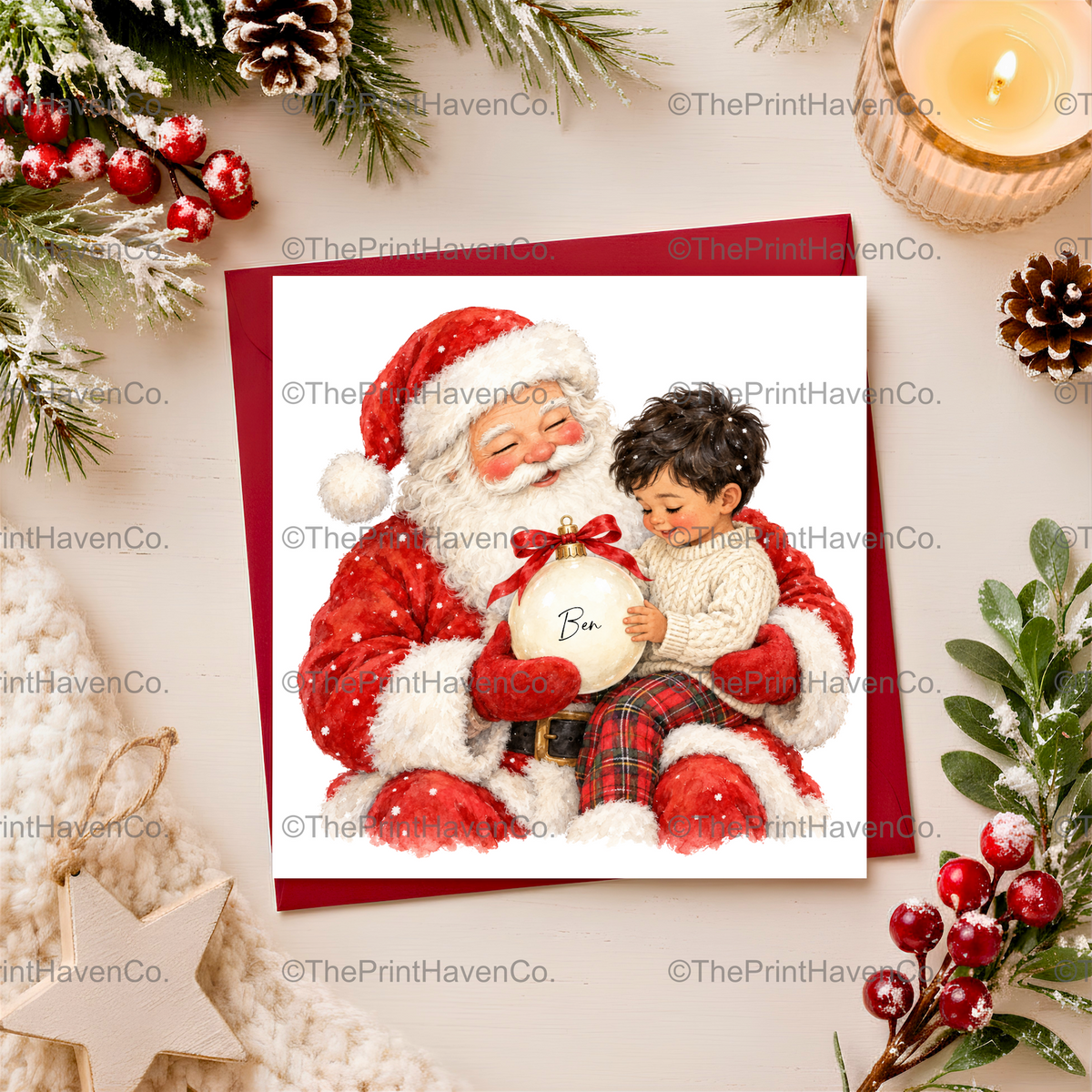 Personalised Santa & Little Boy Christmas Card