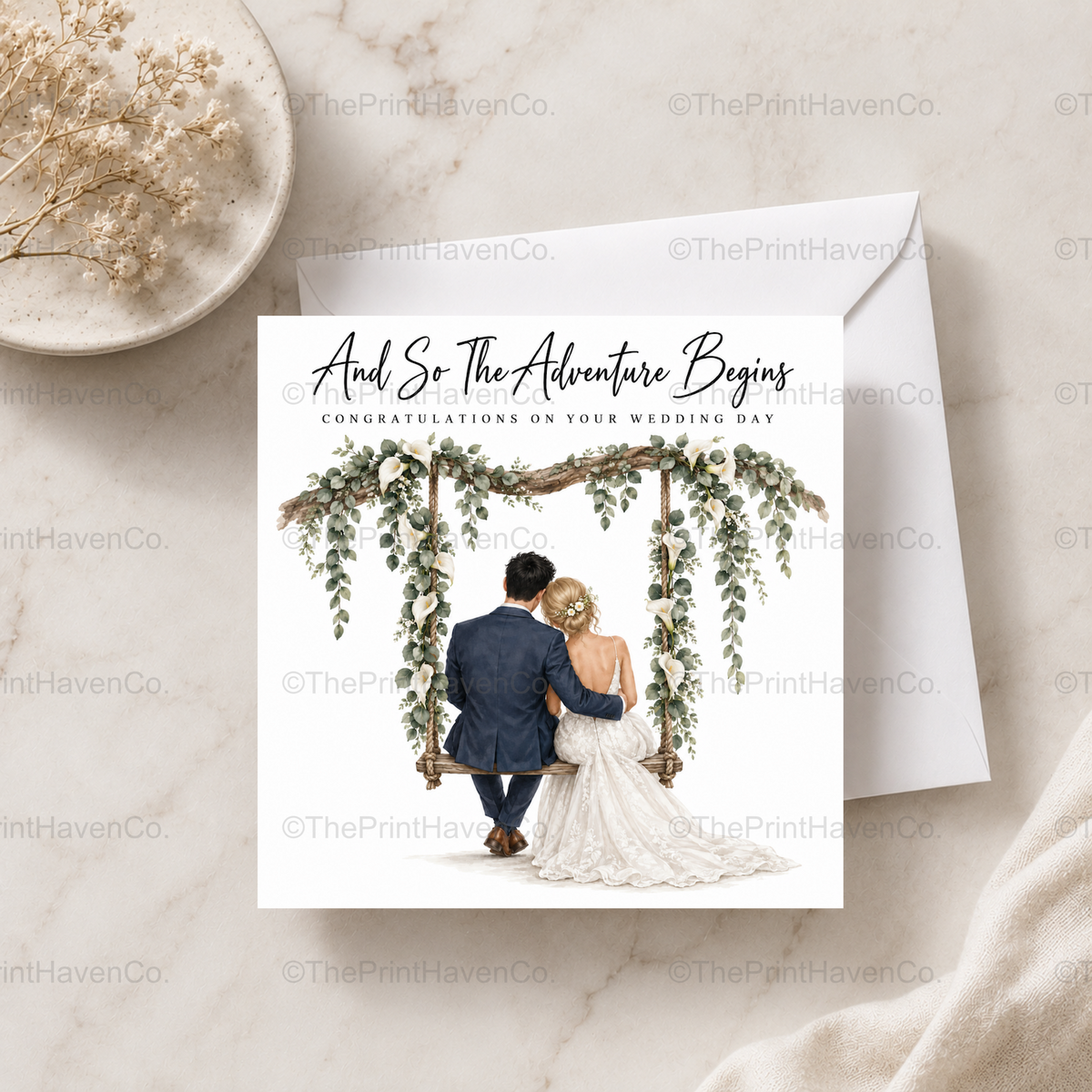 And So The Adventure Begins Wedding Card - Mr & Mrs