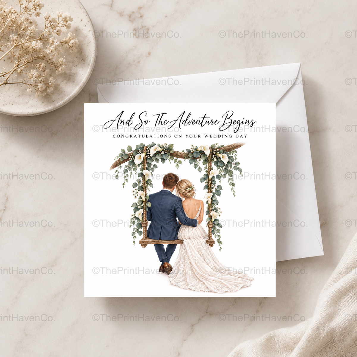 And So The Adventure Begins Wedding Card - Mr & Mrs