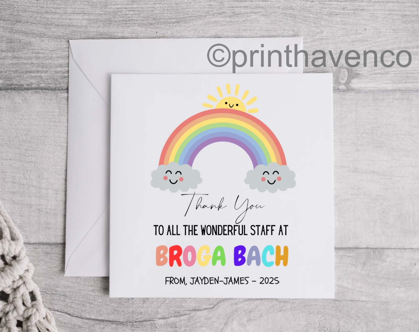 Thank you Nursery personalised card