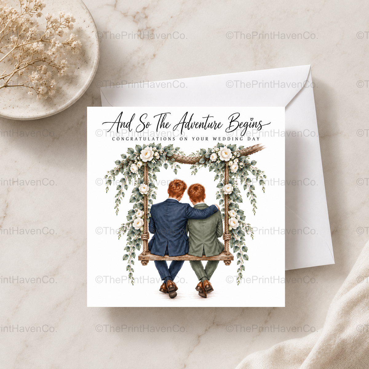 And So The Adventure Begins Wedding Card - Mr & Mr
