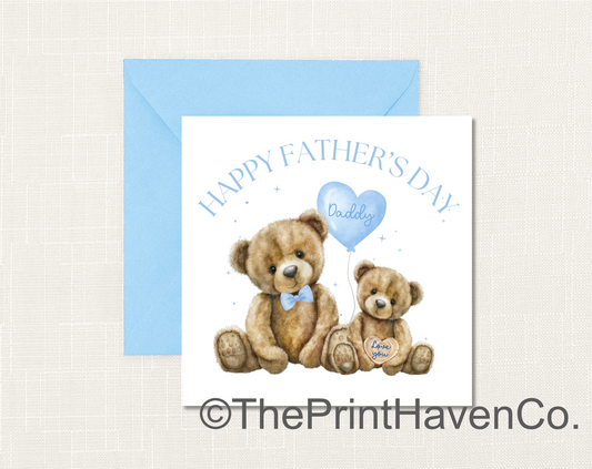 Blue Heart Bear Card