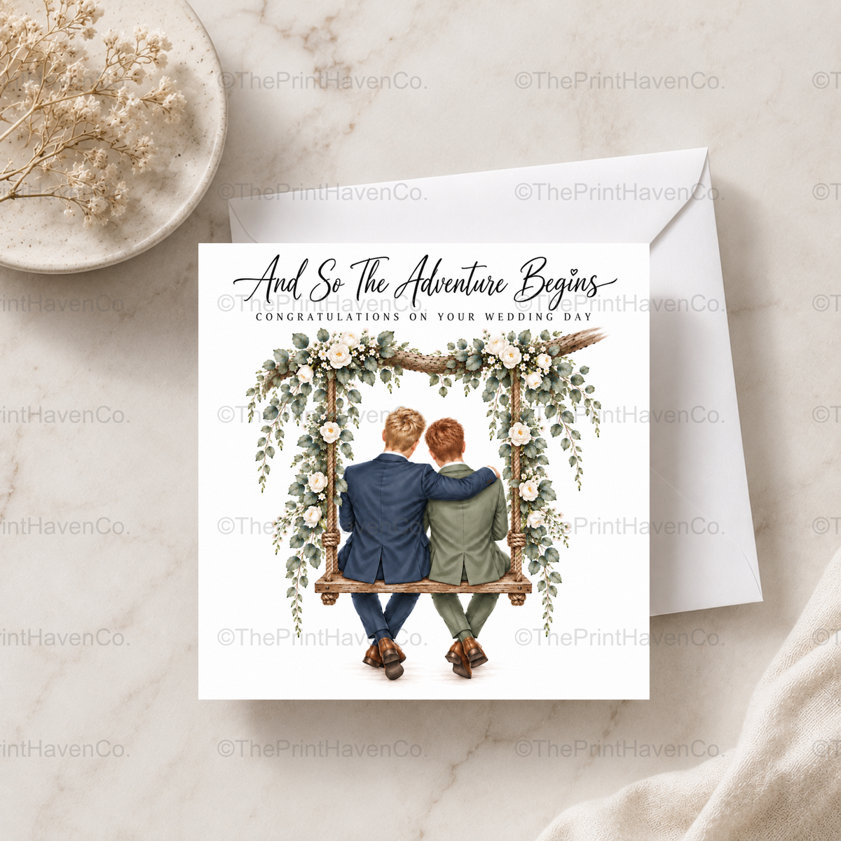 And So The Adventure Begins Wedding Card - Mr & Mr