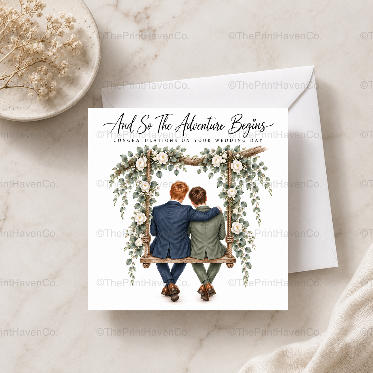 And So The Adventure Begins Wedding Card - Mr & Mr