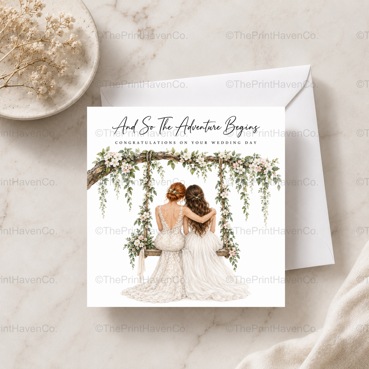 And So The Adventure Begins Wedding Card - Mrs & Mrs