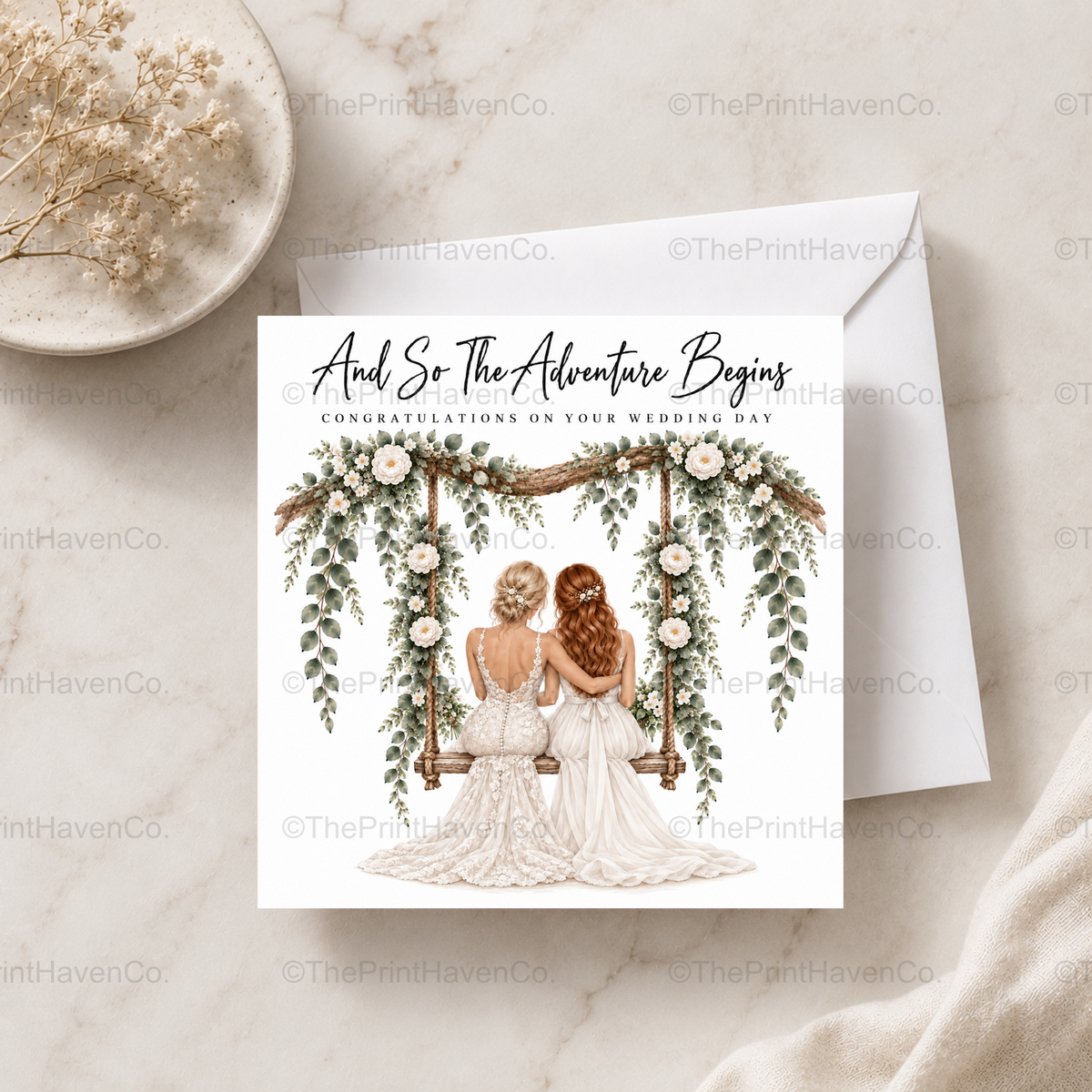 And So The Adventure Begins Wedding Card - Mrs & Mrs