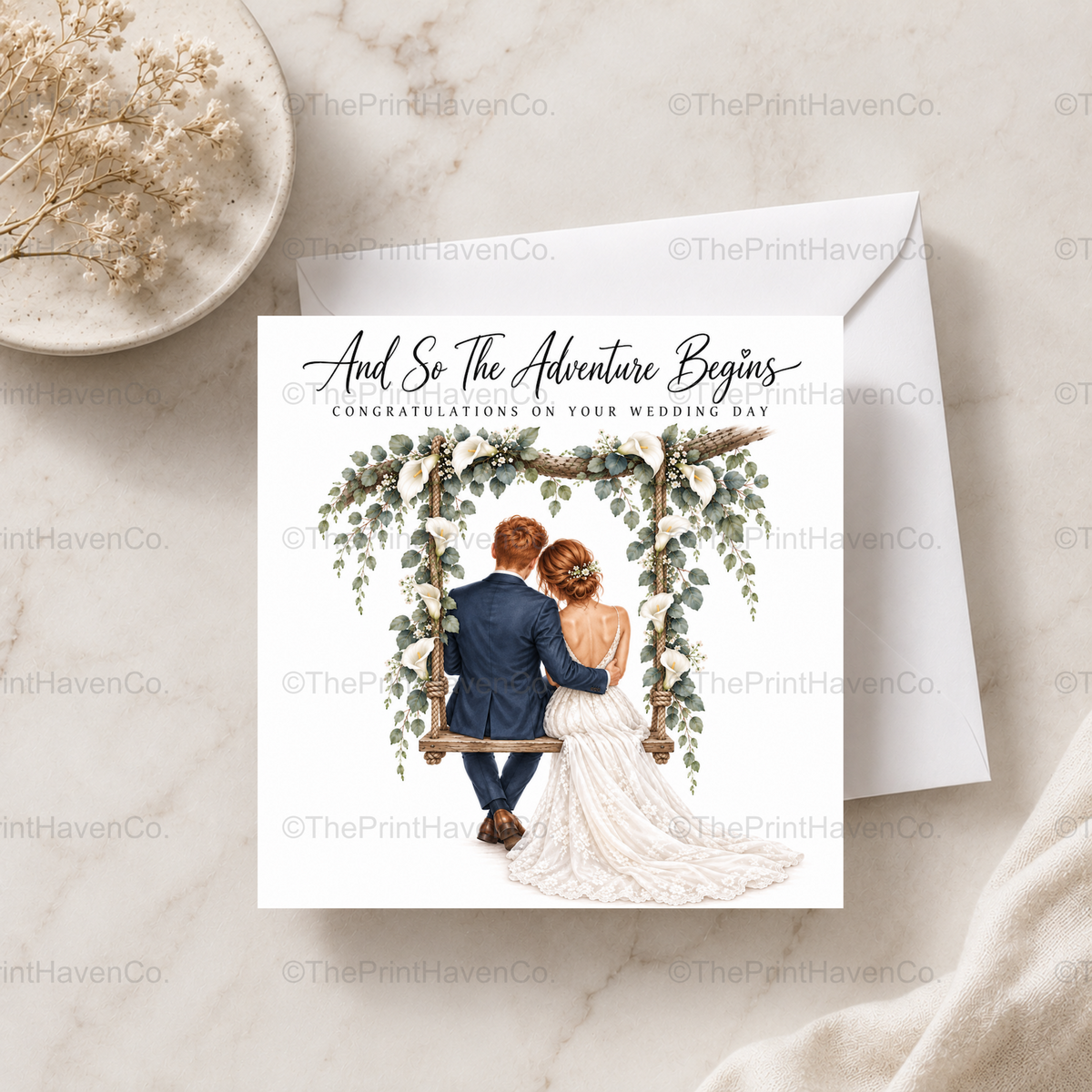 And So The Adventure Begins Wedding Card - Mr & Mrs
