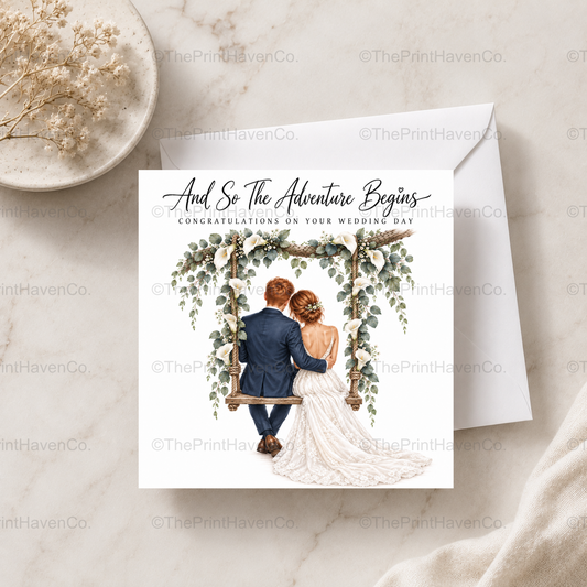 And So The Adventure Begins Wedding Card - Mr & Mrs