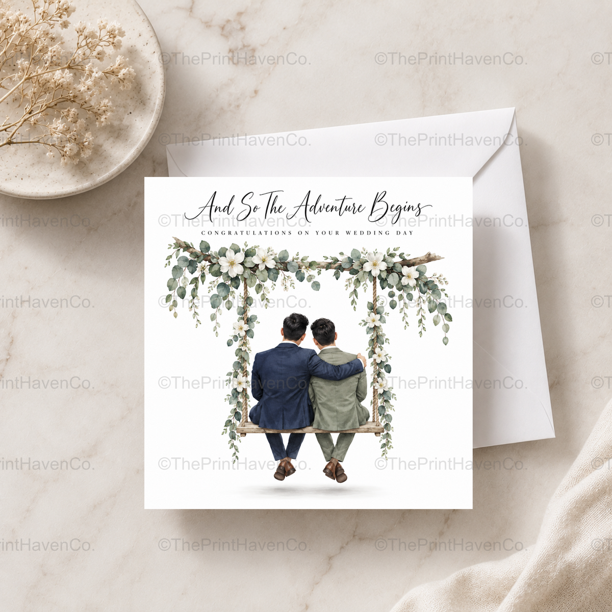 And So The Adventure Begins Wedding Card - Mr & Mr