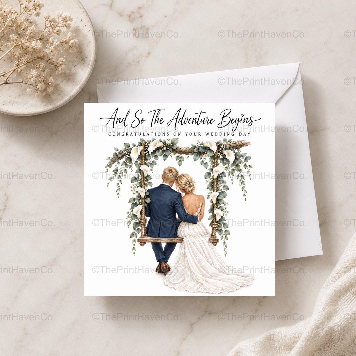 And So The Adventure Begins Wedding Card - Mr & Mrs