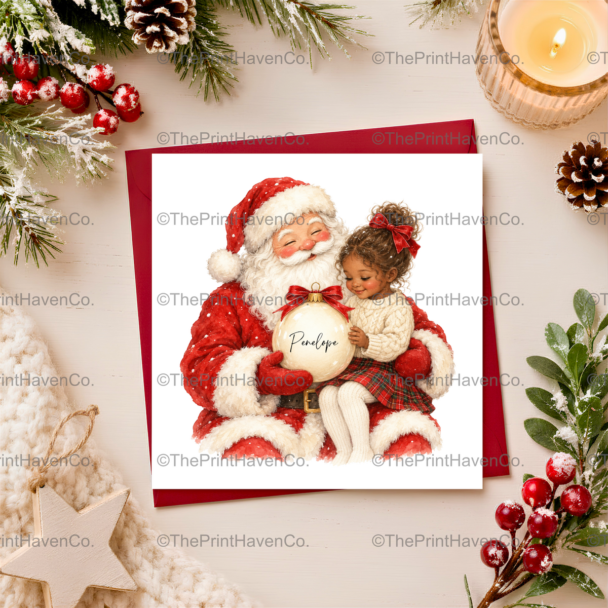 Personalised Santa & Little Girl Christmas Card
