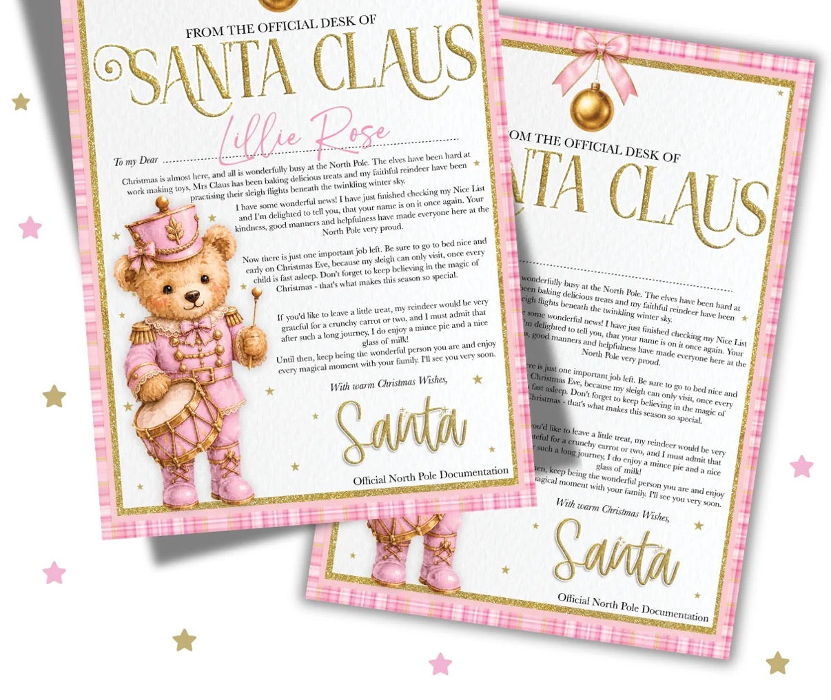 Nutcracker Teddy Bear Design - Nice List & Santa Claus Letter