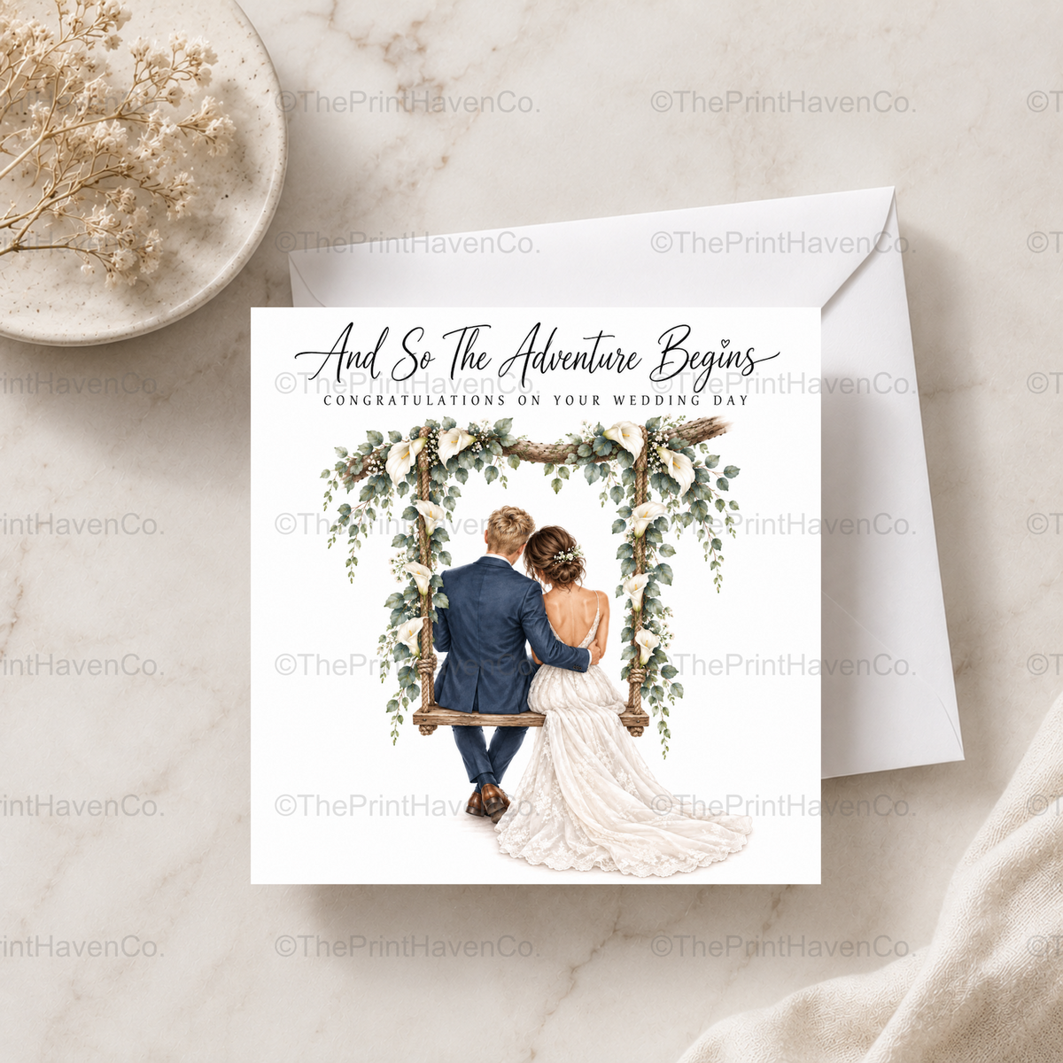 And So The Adventure Begins Wedding Card - Mr & Mrs